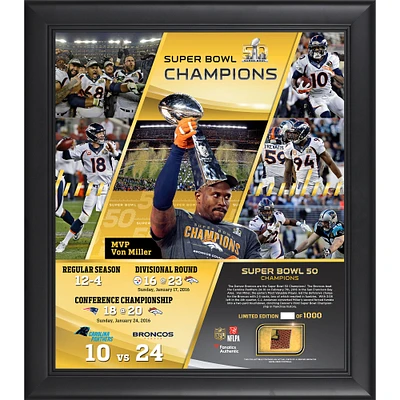 Denver Broncos Framed 15" x 17" Super Bowl 50 Champions Collage with a Piece of Game-Used Football - Limited Edition of 1000