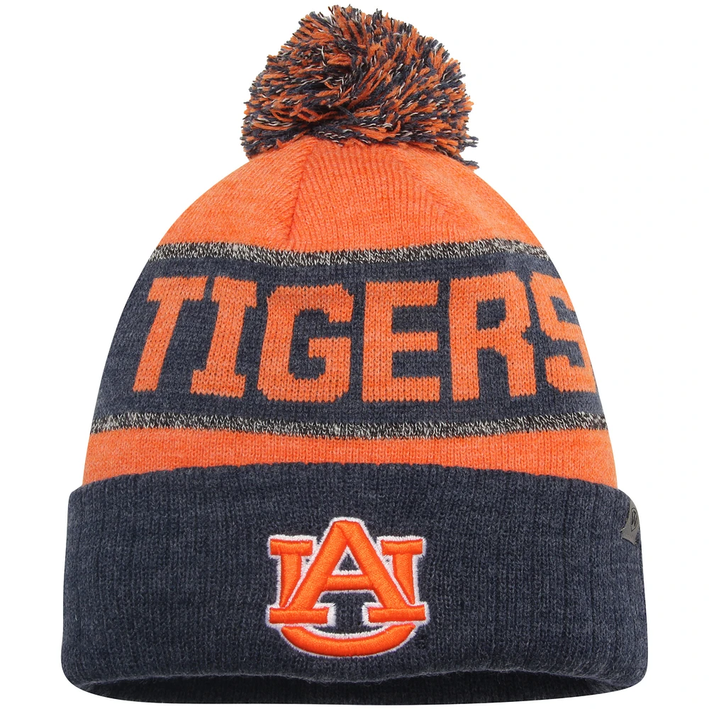 Men's Top of the World Orange/Heather Navy Auburn Tigers Below Zero Cuffed Pom Knit Hat