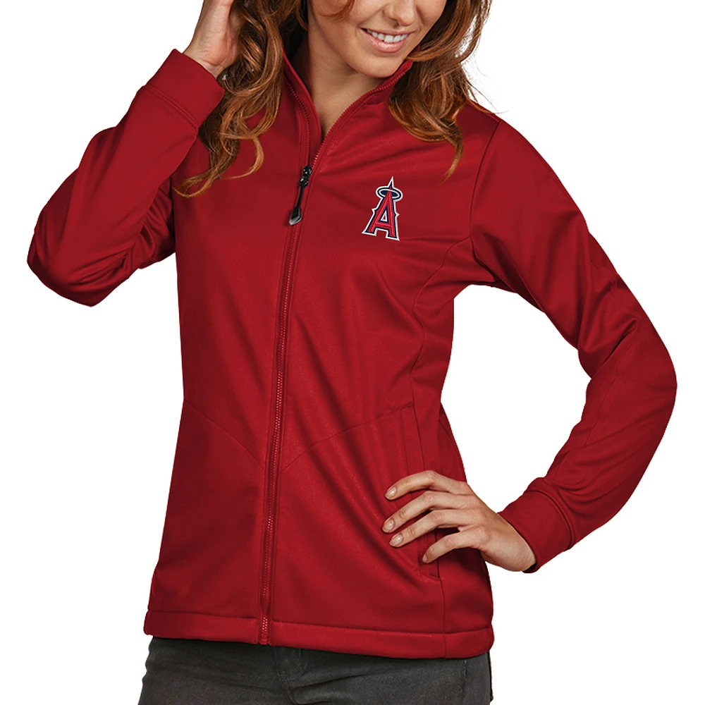 Women's Antigua Red Los Angeles Angels Golf Full-Zip Jacket