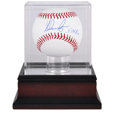 Nolan Ryan Texas Rangers Autographed Baseball with "5714 K's" Inscription and Mahogany Baseball Display Case