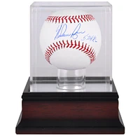 Nolan Ryan Texas Rangers Autographed Baseball with "5714 K's" Inscription and Mahogany Baseball Display Case