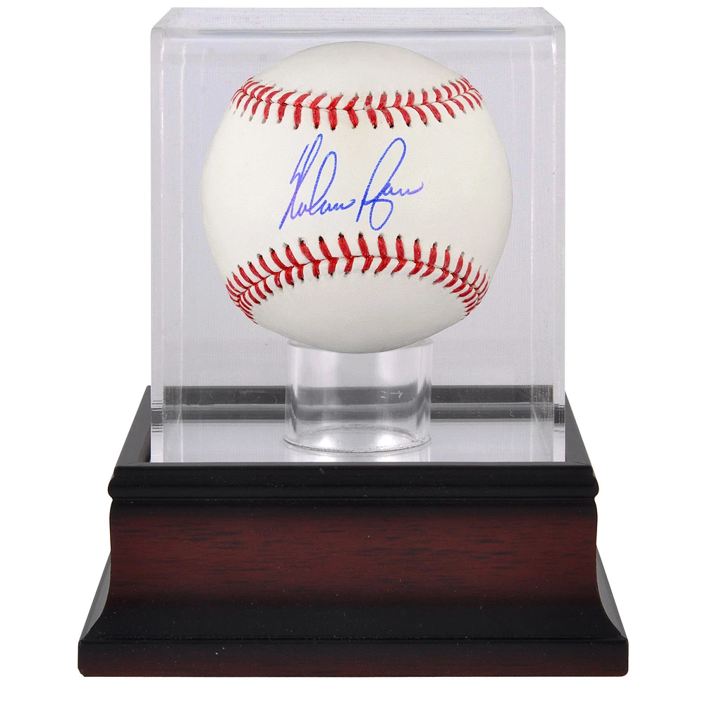 Nolan Ryan Texas Rangers Autographed Baseball and Mahogany Baseball Display Case