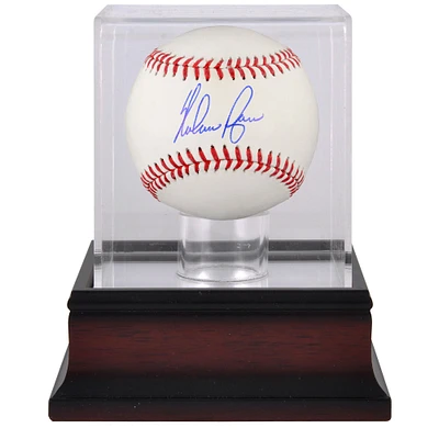 Nolan Ryan Texas Rangers Autographed Baseball and Mahogany Baseball Display Case