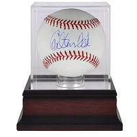 Carlton Fisk Boston Red Sox Autographed Baseball and Mahogany Baseball Display Case