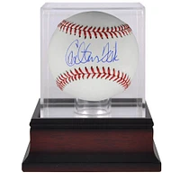 Carlton Fisk Boston Red Sox Autographed Baseball and Mahogany Baseball Display Case
