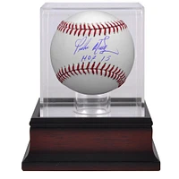 Pedro Martinez Boston Red Sox Autographed Baseball with "HOF 15" Inscription and Mahogany Baseball Display Case