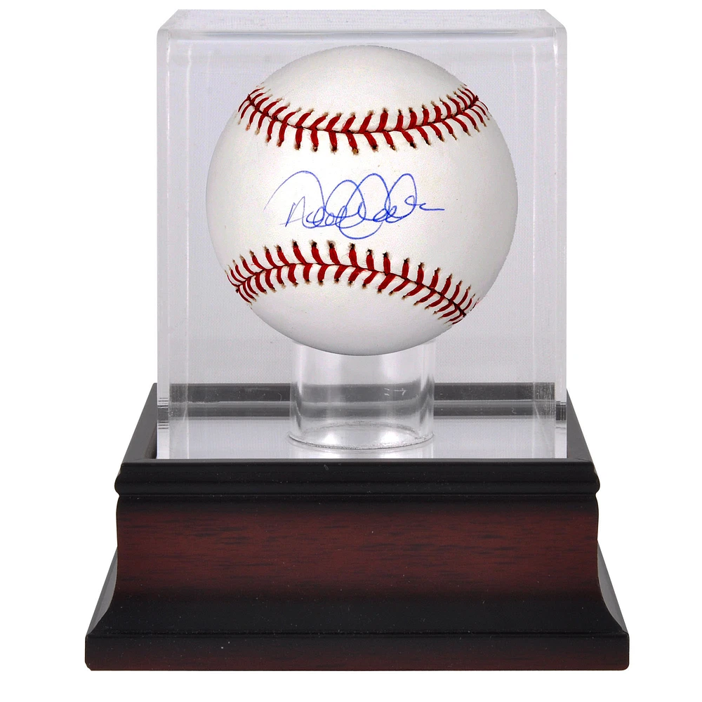 Derek Jeter New York Yankees Autographed Baseball and Mahogany Baseball Display Case