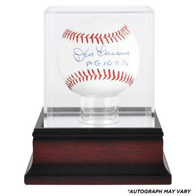 Don Larsen New York Yankees Autographed Baseball with "WS PG 10/8/56" Inscription and Mahogany Baseball Display Case