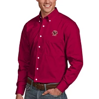 Men's Antigua Maroon Boston College Eagles Dynasty Woven Long Sleeve Button-Down Shirt