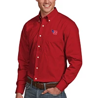 Men's Antigua Red Dayton Flyers Dynasty Woven Long Sleeve Button-Down Shirt