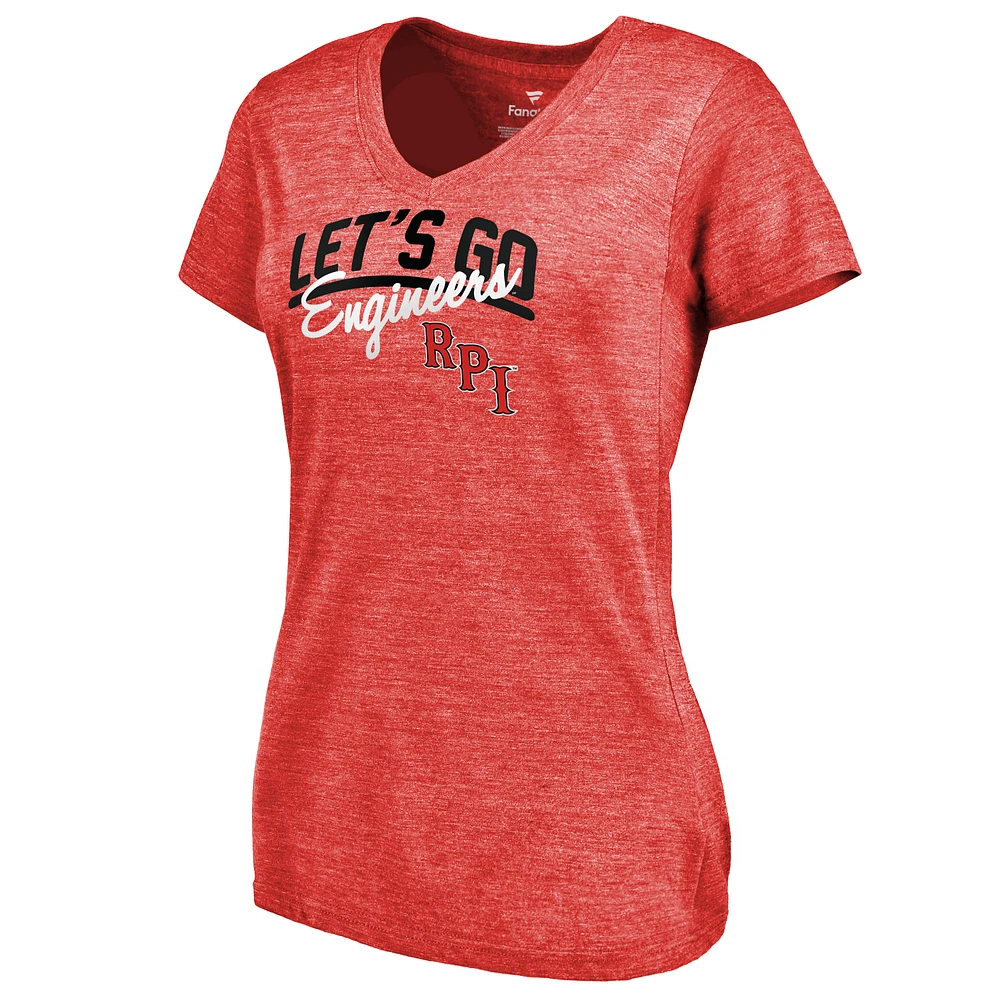 Women's Red Rensselaer Polytechnic Institute Engineers Let's Go Tri-Blend V-Neck T-Shirt