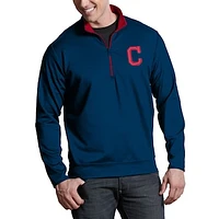 Men's Antigua Navy Cleveland Indians Leader Quarter-Zip Pullover Jacket