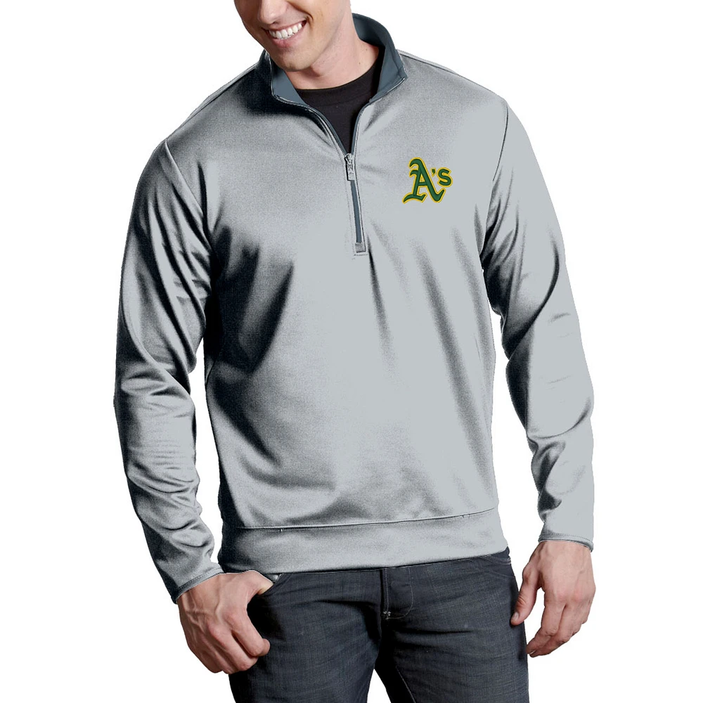 Men's Antigua Silver Athletics Leader Quarter-Zip Pullover Jacket