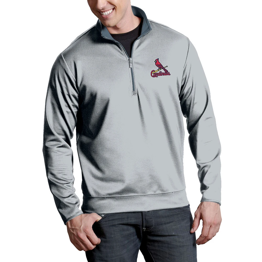 Men's Antigua Silver St. Louis Cardinals Leader Quarter-Zip Pullover Jacket