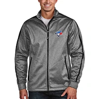 Men's Antigua Heather Black Toronto Blue Jays Golf Full-Zip Jacket