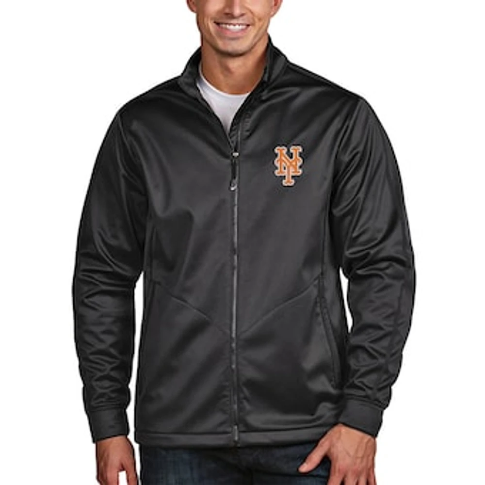 Men's Antigua Charcoal New York Mets Golf Full-Zip Jacket