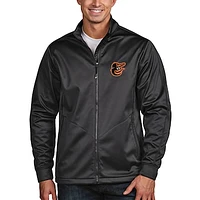 Men's Antigua Charcoal Baltimore Orioles Golf Full-Zip Jacket