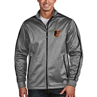 Men's Antigua Heather Black Baltimore Orioles Golf Full-Zip Jacket