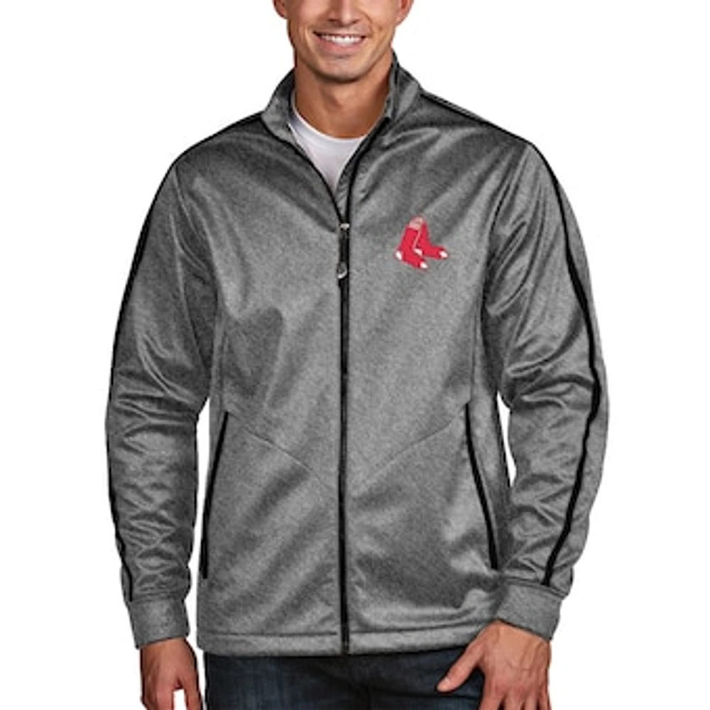 Men's Antigua Heather Black Boston Red Sox Golf Full-Zip Jacket