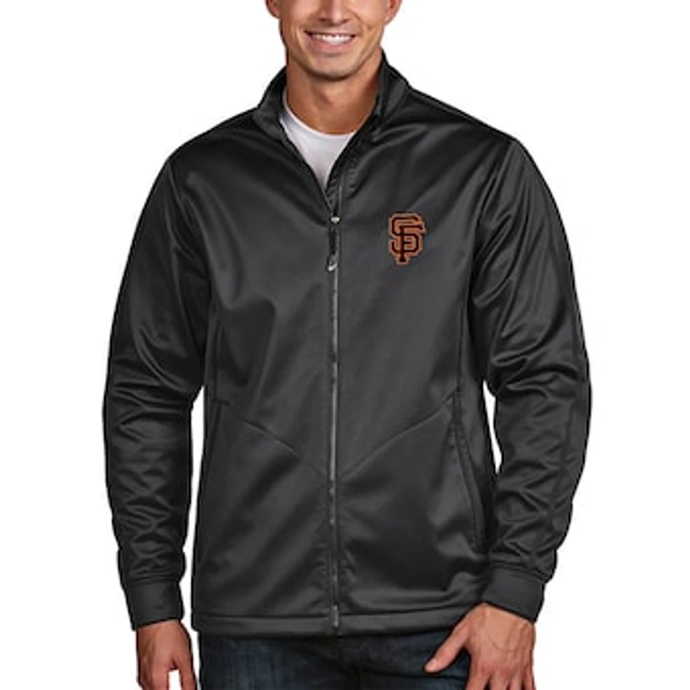 Men's Antigua Charcoal San Francisco Giants Golf Full-Zip Jacket