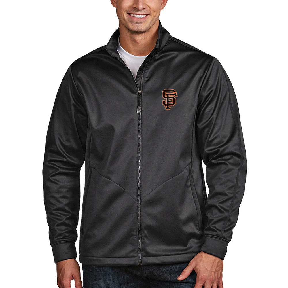 Men's Antigua Charcoal San Francisco Giants Golf Full-Zip Jacket