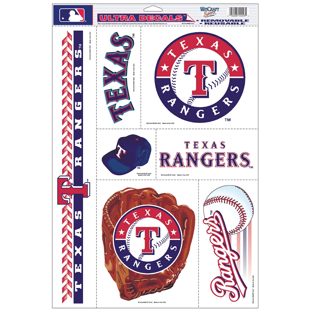 WinCraft Texas Rangers 7-Piece 11" x 17" Multi-Use Decal Sheet