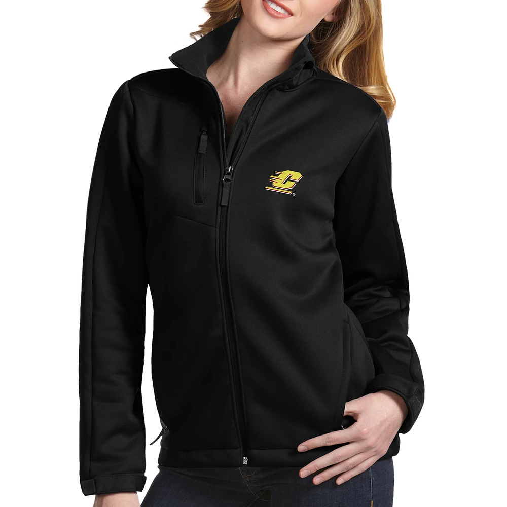 Women's Antigua Black Central Michigan Chippewas Traverse Full-Zip Jacket