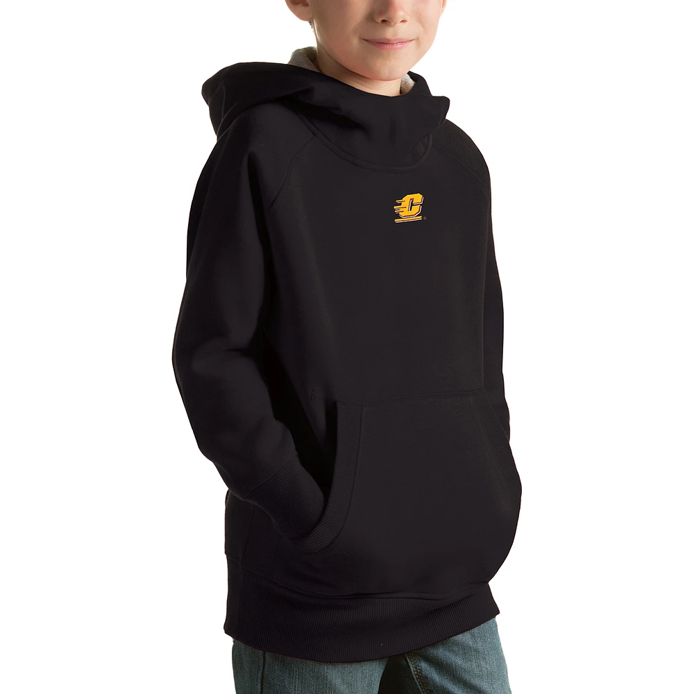 Youth Antigua Black Central Michigan Chippewas Victory Pullover Hoodie