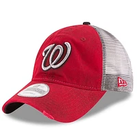 Men's New Era Red Washington Nationals Team Rustic 9TWENTY Trucker Adjustable Hat