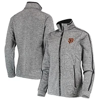 Women's Antigua Heathered Black San Francisco Giants Full-Zip Golf Jacket