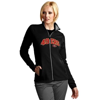 Women's Antigua Black San Francisco 49ers Leader Full Chest Graphic Desert Dry Full-Zip Jacket