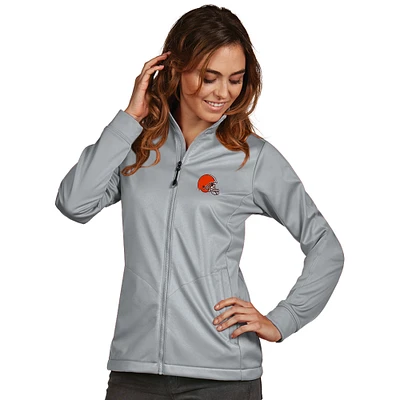 Women's Antigua Gray Cleveland Browns Full-Zip Golf Jacket