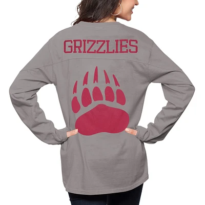 Women's Pressbox Gray Montana Grizzlies The Big Shirt Oversized Long Sleeve T-Shirt