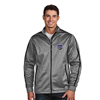 Men's Antigua Gray Sacramento Kings New Logo Golf Full-Zip Jacket