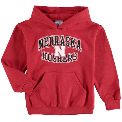 Youth Champion Scarlet Nebraska Huskers Powerblend Pullover Hoodie