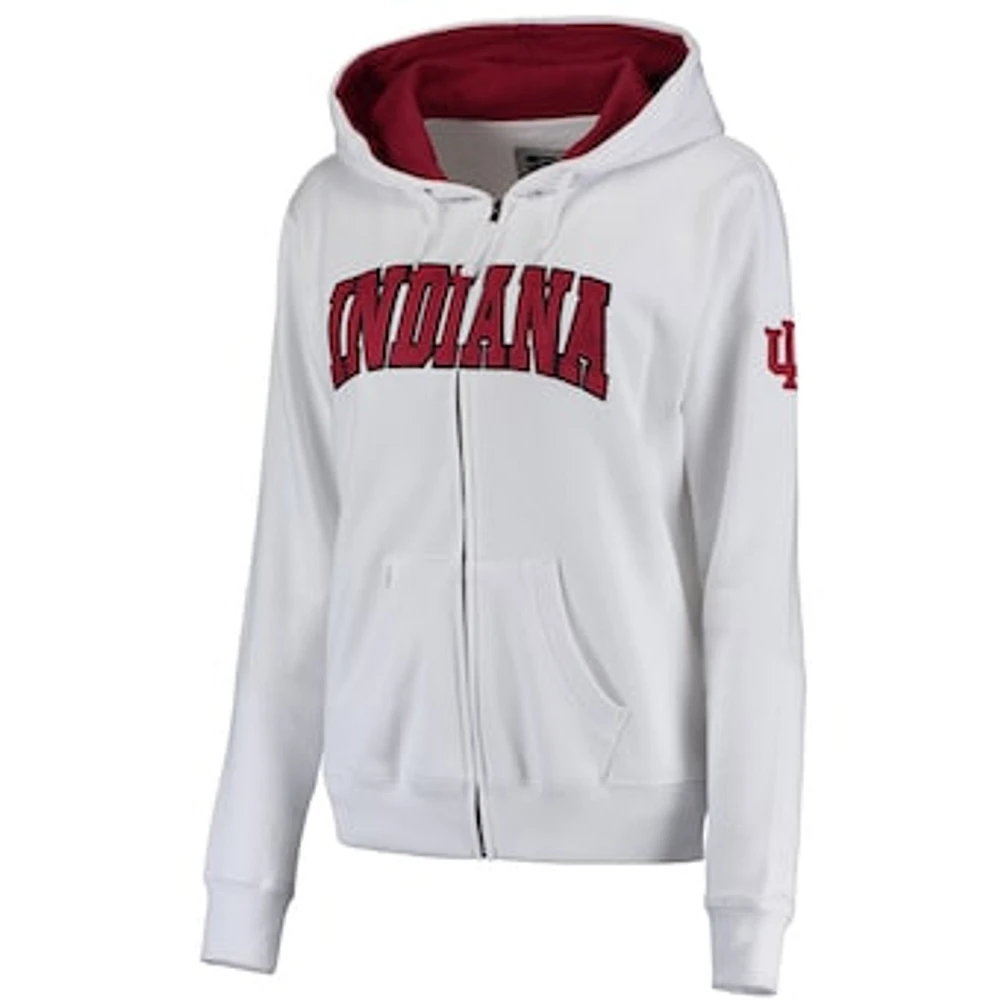 Women's White Indiana Hoosiers Arched Name Full Zip Hoodie