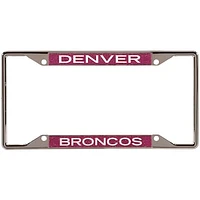 Denver Broncos Pink Glitter License Plate Frame with White Lettering