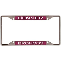 Denver Broncos Pink Glitter License Plate Frame with White Lettering