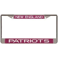 New England Patriots Pink Glitter License Plate Frame with White Lettering