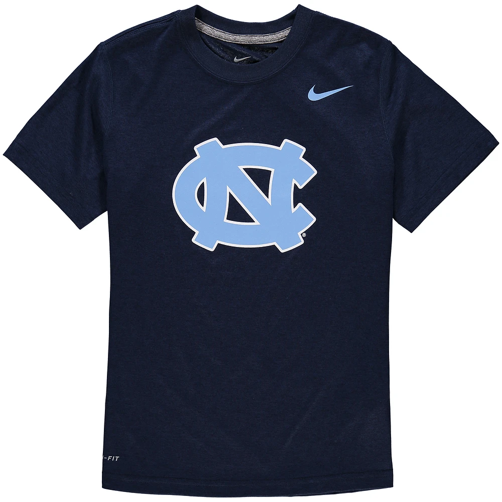 Youth Nike North Carolina Tar Heels Navy Logo Legend Performance T-Shirt