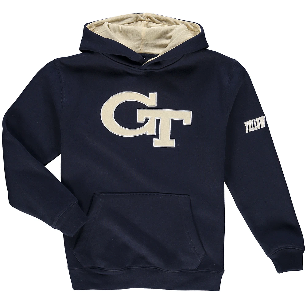 Youth Navy Georgia Tech Yellow Jackets Big Logo Pullover Hoodie