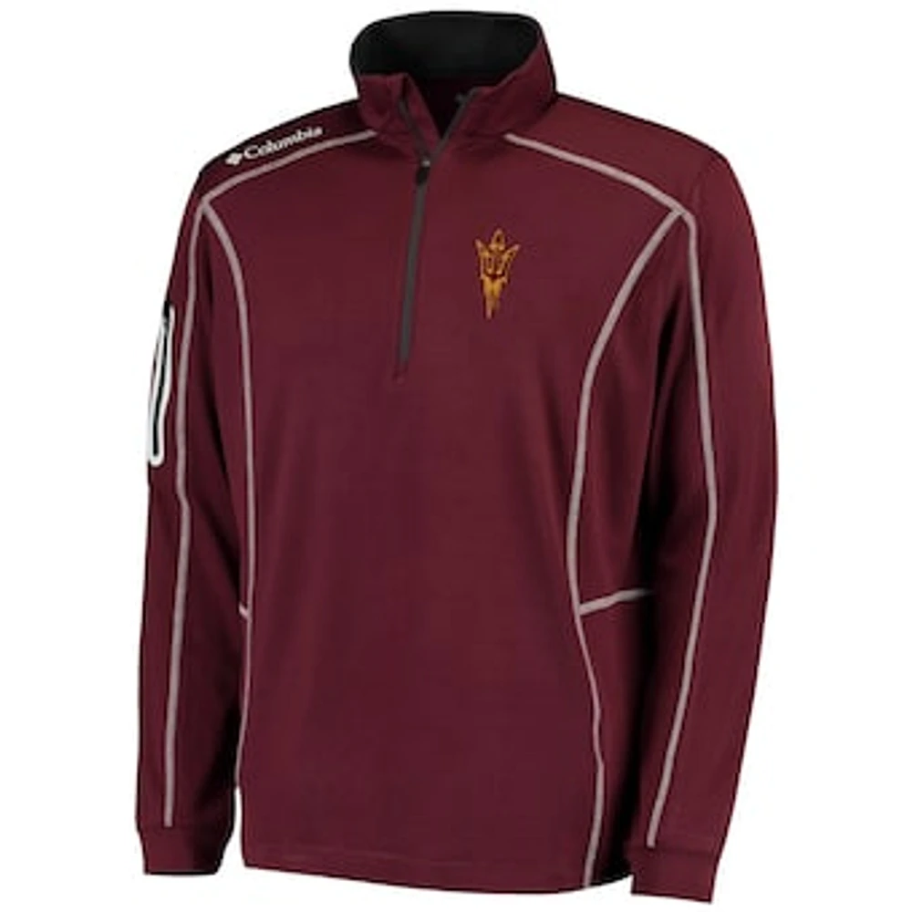 Men's Columbia Golf Maroon Arizona State Sun Devils Shotgun Omni-Wick Quarter-Zip Pullover Jacket