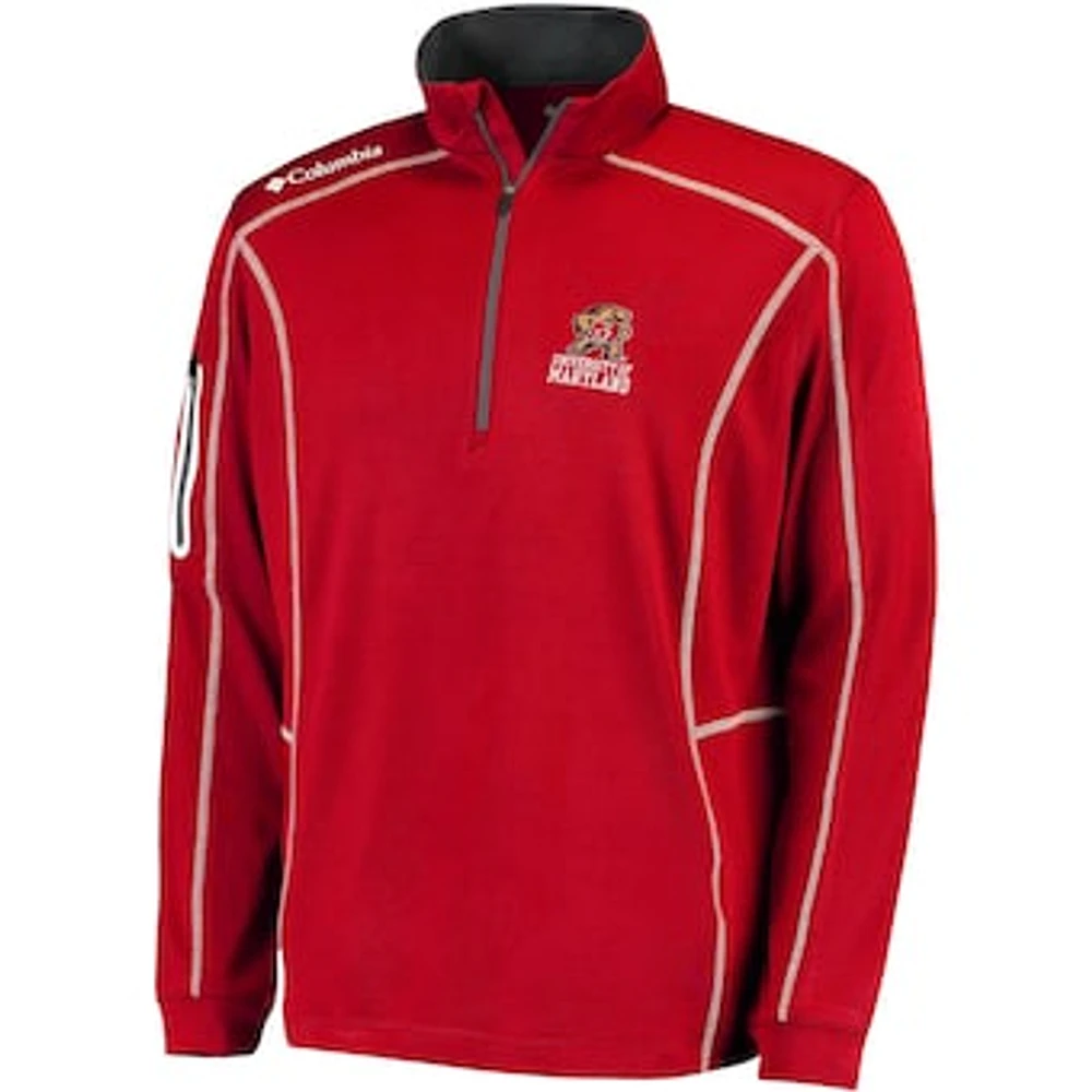 Men's Columbia Golf Red Maryland Terrapins Shotgun Omni-Wick Quarter-Zip Pullover Jacket