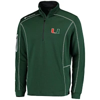 Men's Columbia Golf Green Miami Hurricanes Shotgun Omni-Wick Quarter-Zip Pullover Jacket