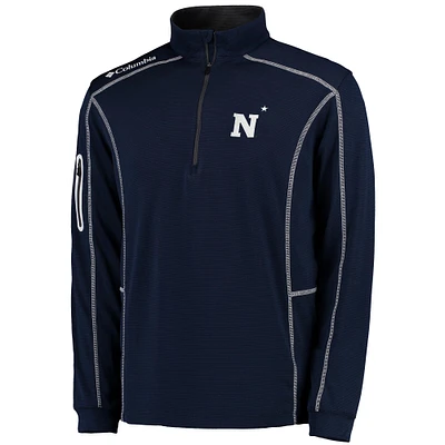 Men's Columbia Golf Navy Midshipmen Shotgun Omni-Wick Quarter-Zip Pullover Jacket