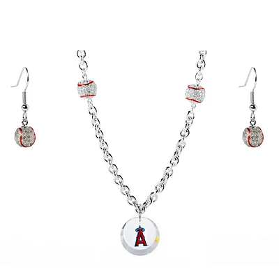 Los Angeles Angels Crystals from Swarovski Baseball Necklace & Earrings
