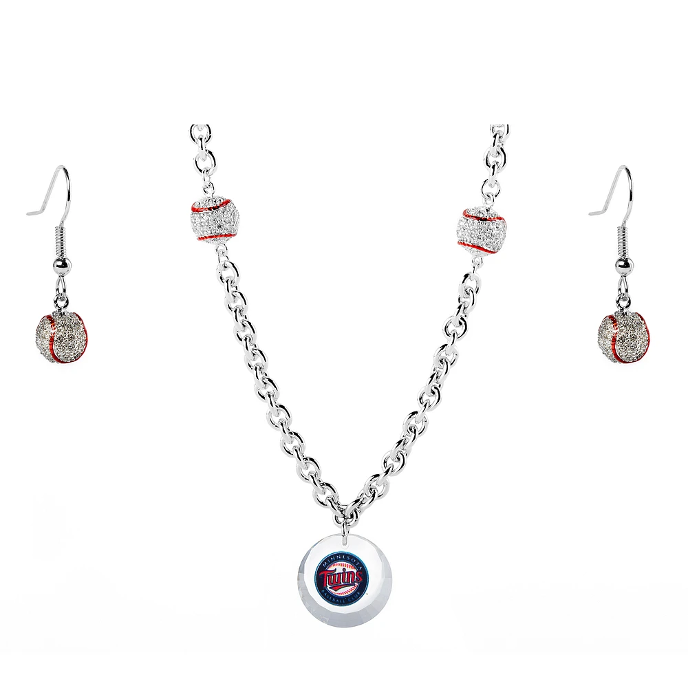 Minnesota Twins Crystals from Swarovski Baseball Necklace & Earrings