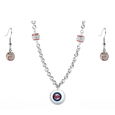 Minnesota Twins Crystals from Swarovski Baseball Necklace & Earrings