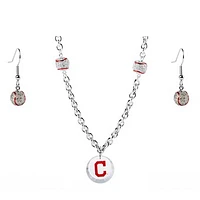 Cleveland Indians Crystals from Swarovski Baseball Necklace & Earrings