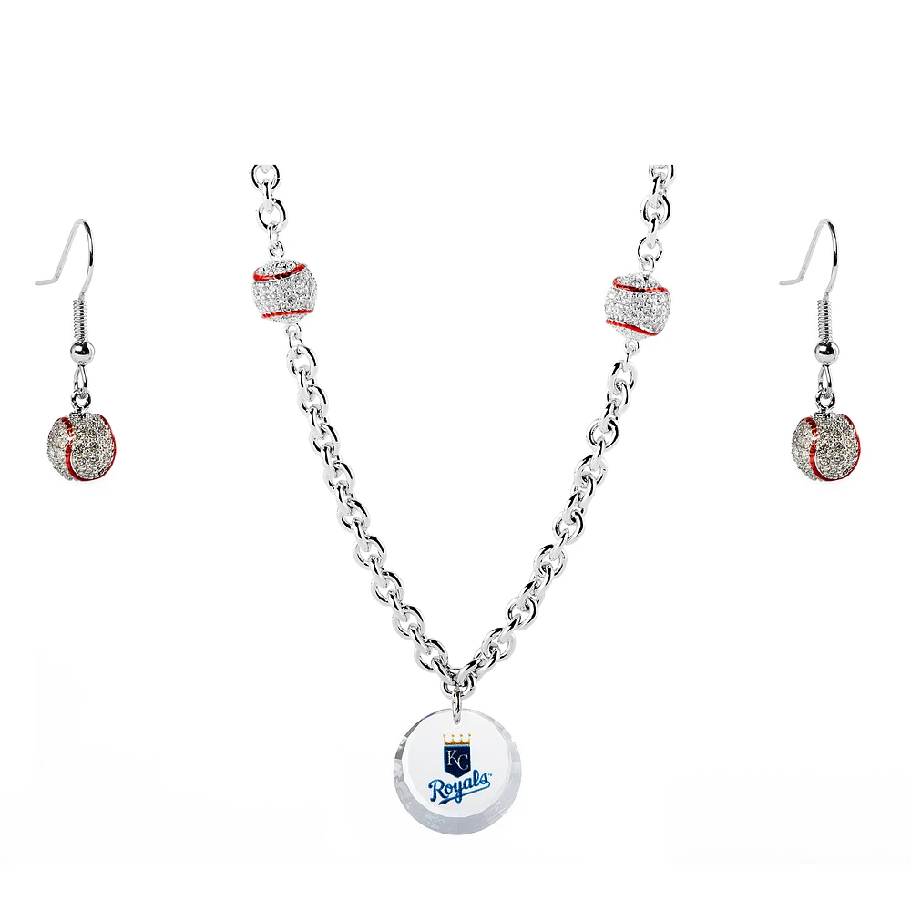 Kansas City Royals Crystals from Swarovski Baseball Necklace & Earrings